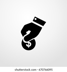 donation hand icon. vector sign symbol on white background