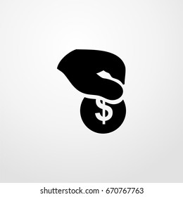 donation hand icon. vector sign symbol on white background