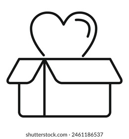 Donation heart box icon outline vector. Charity support. Social love share