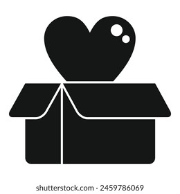 Donation heart box icon simple vector. Charity support. Social love share