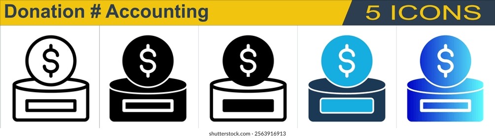 Donation icon with 5 styles (outline, solid, mixed, duotone and solid gradient)
