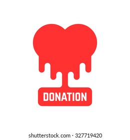 donation icon with bleeding heart. concept of philanthropy, foundation, humanism, laboratory hospital, volunteer. isolated on white background. flat style trend modern brand design vector illustration
