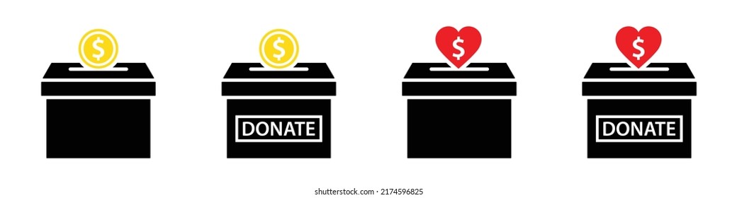 Donation Icon. Donation Box Icon. Charity Icon, Vector Illustration