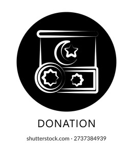 Donation Icon Button Mini Illustration, Use For Modern Concept, Print, Ui, Ux Kit, Web And App Development. Vector Related To Ramadan, Eid Al-Fitr, Eid Al-Adha And More