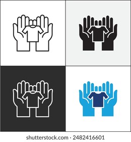 Donation icon. Charity icons. Clothes donate icon. Vector stock icons collection in thin line and flat colors style design.
