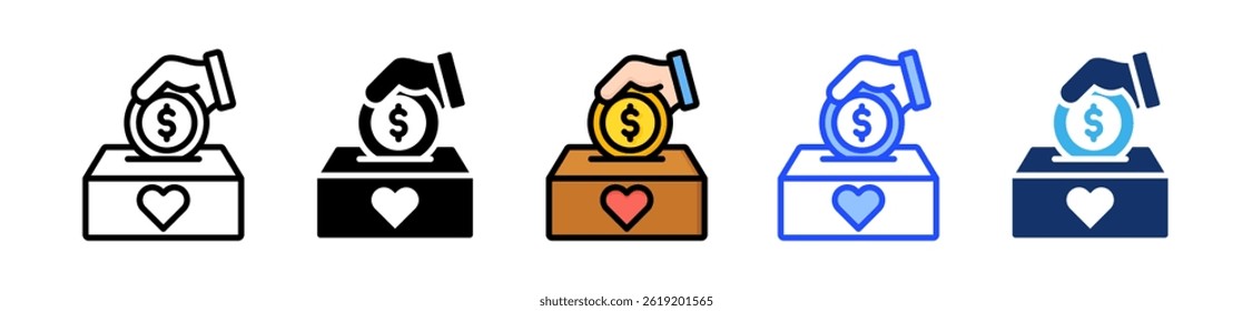 Colección de ícono de donación con múltiples estilos