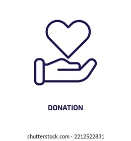 donation icon from cryptocurrency collection. Thin linear donation, heart, charity outline icon isolated on white background. Line vector donation sign, symbol for web and mobile