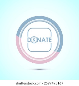 Donation icon design illustration, Donate icon sign, Charity concept symbol, Pastel color button design