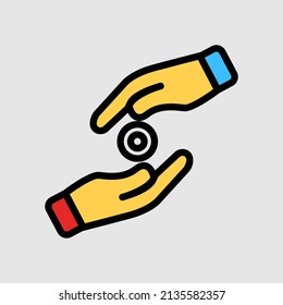 Donation icon in filled line style about ramadan, use for website mobile app presentation