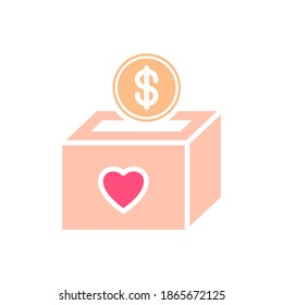 Donation icon flat style isolated on white background. Vector illustration