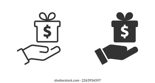 Donation icon. Gift box with dollar sign. Vector illustration.