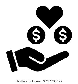Ilustración vectorial de diseño de glifo de icono de donación