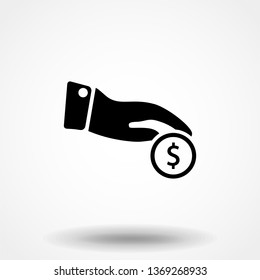 Donation icon. Glyph illustration style is flat iconic symbols, white background.