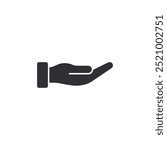 Donation icon. Human hand palm up. Begging hand. Open hand begging. Giving hand. Open palm. Logo template. Receiving. Web icon. Asking for help. Editable stroke. Icon. Ui elements. Financial aid. Debt