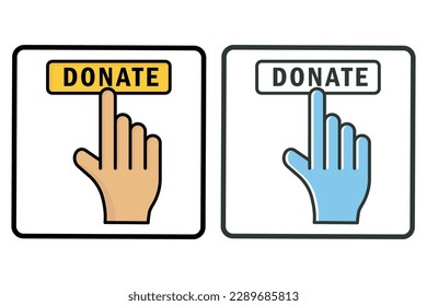 Donation icon illustration. Hand touch with donate. icon related to charity. Lineal color icon style, two tone. Simple vector design editable