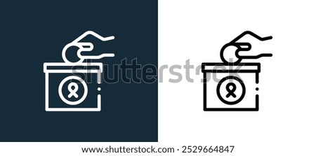 donation icon isolated on white and black colors. donation outline linear vector icon from breast cancer awareness collection for mobile apps, web and ui.