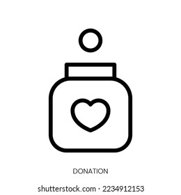 donation icon. Line Art Style Design Isolated On White Background
