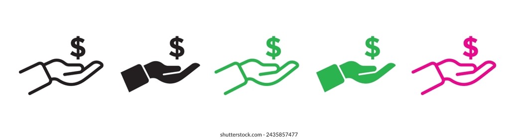 Icono de donación vector de arte de línea