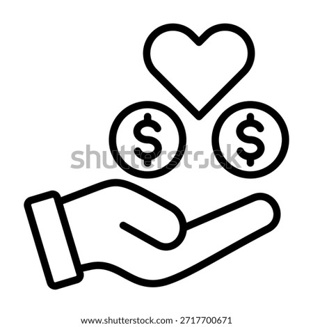 Donation Icon Line Design Vector Illustration