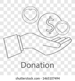 Donation icon on transparency background. Modern flat design vector illustration. Symbol for your web site design.