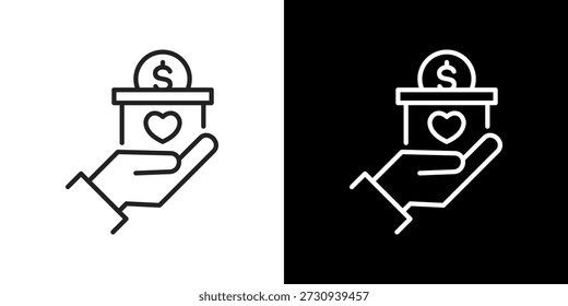 Conjunto de iconos de donación. Diseño de línea limpia con versiones claras y oscuras para uso versátil