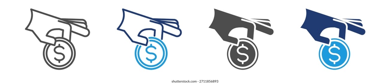 Conjunto de iconos de donación de varios estilos