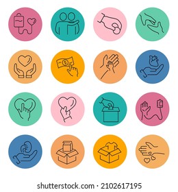 Donation icon set . Donation symbol pack vector elements for infographic web. with trending color backgrounds
