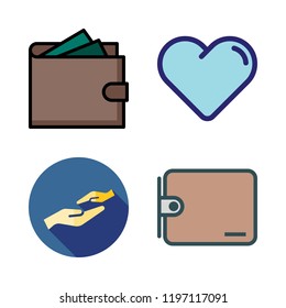 donation icon set. vector set about heart, charity and wallet icons set.