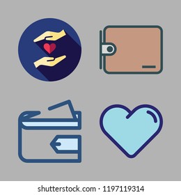 donation icon set. vector set about heart, charity and wallet icons set.