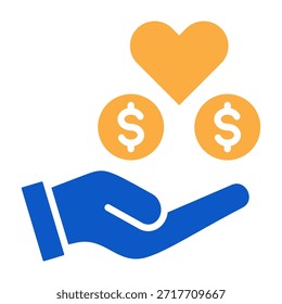 Ilustración vectorial de diseño de color sólido de icono de donación