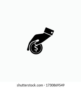 Símbolo del icono de donación - Vector. Presentado en estilo glifo.