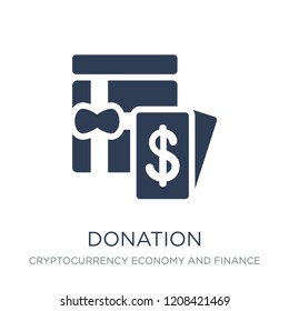 Donation icon. Trendy flat vector Donation icon on white background from Cryptocurrency economy and finance collection, vector illustration can be use for web and mobile, eps10