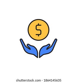 donation icon vector filled outline. isolated on white background