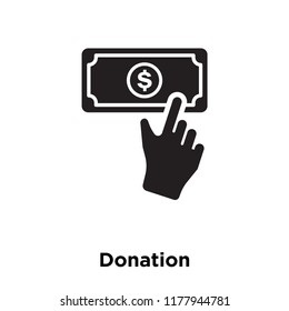 Donation icon vector isolated on white background, logo concept of Donation sign on transparent background, filled black symbol