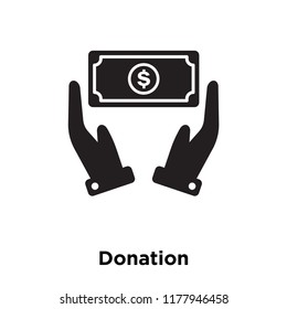 Donation icon vector isolated on white background, logo concept of Donation sign on transparent background, filled black symbol