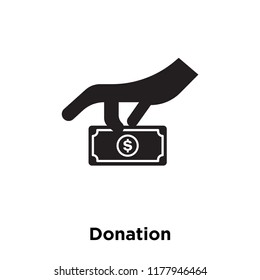 Donation icon vector isolated on white background, logo concept of Donation sign on transparent background, filled black symbol