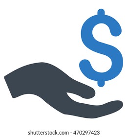 Donation icon. Vector style is bicolor flat iconic symbol with rounded angles, smooth blue colors, white background.