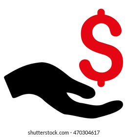 Donation icon. Vector style is bicolor flat iconic symbol with rounded angles, intensive red and black colors, white background.
