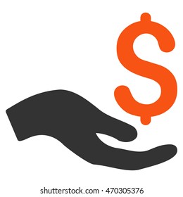 Donation icon. Vector style is bicolor flat iconic symbol with rounded angles, orange and gray colors, white background.