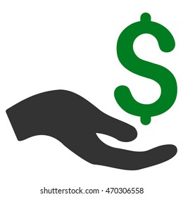 Donation icon. Vector style is bicolor flat iconic symbol with rounded angles, green and gray colors, white background.