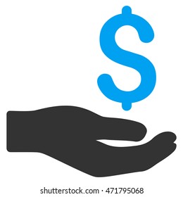 Donation icon. Vector style is bicolor flat iconic symbol with rounded angles, blue and gray colors, white background.