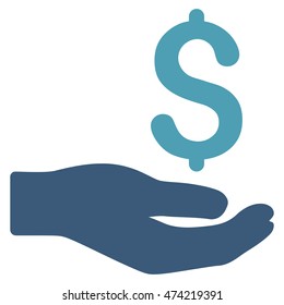 Donation icon. Vector style is bicolor flat iconic symbol with rounded angles, cyan and blue colors, white background.
