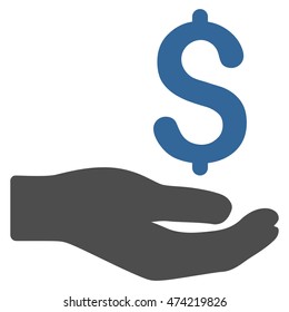 Donation icon. Vector style is bicolor flat iconic symbol with rounded angles, cobalt and gray colors, white background.