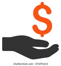 Donation icon. Vector style is bicolor flat iconic symbol with rounded angles, orange and gray colors, white background.