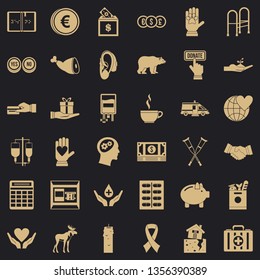 Donation icons set. Simple style of 36 donation vector icons for web for any design