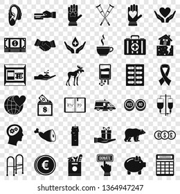 Donation icons set. Simple style of 36 donation vector icons for web for any design