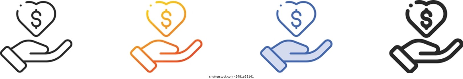 donation icon.Thin Linear, Gradient, Blue Stroke and bold Style Design Isolated On White Background