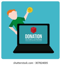 Donation illustration over blue color background