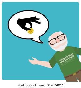 Donation illustration over blue color background