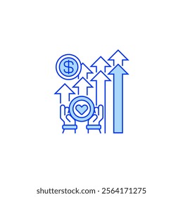 Donation Impact Line Icon. linear style sign for mobile concept and web design. Outline vector icon.